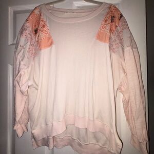 We The Free Pink and Cream Sweatshirt